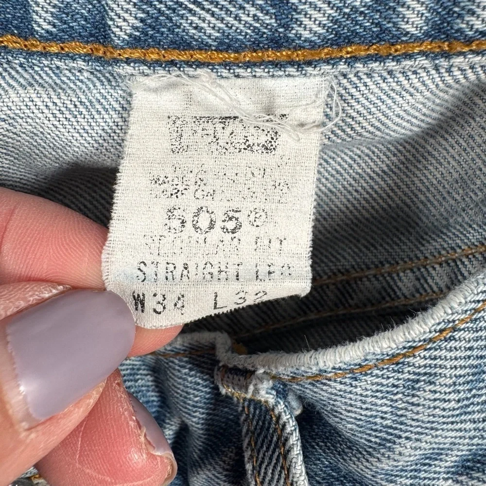 Levis Jeans Mens 34x32 Blue 505 Straight Leg High Rise Light Wash